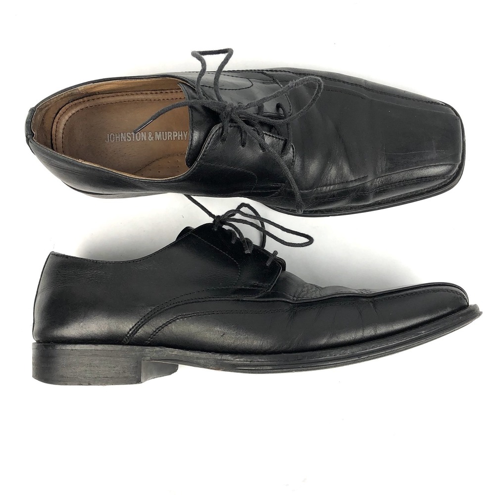 Johnston & Murphy‎ 9.5 D Men's Dress Shoes Black Leather Lace Up Oxford
